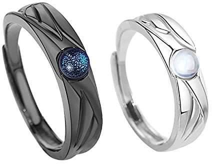 Tinkle Luna Slimdoc Volumize-Ring, Engel und Dämon Paar Ring, Modischer Retro-Schwarz-Weiß-Mondstein-verstellbarer Ring, Fettverbrennung Schlankheitsring Schmuck (2 Colors)