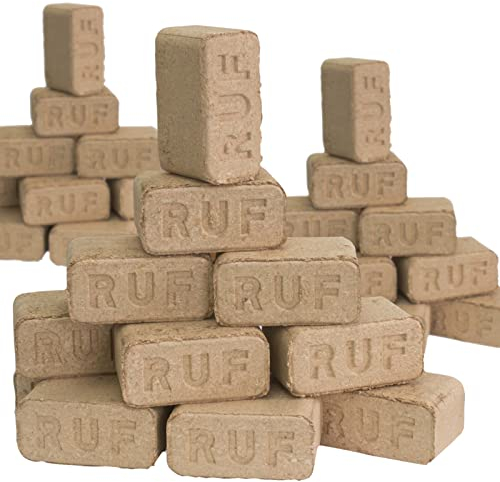 Holzbriketts aus Hartholz Sägespänen wie Buche und Eiche ohne Zusatzstoffe gepresst im RUF-Verfahren, hoher Heizwert und Lange Brenndauer als Kaminofen Brennholz, Feuerholz oder Ofenbriketts