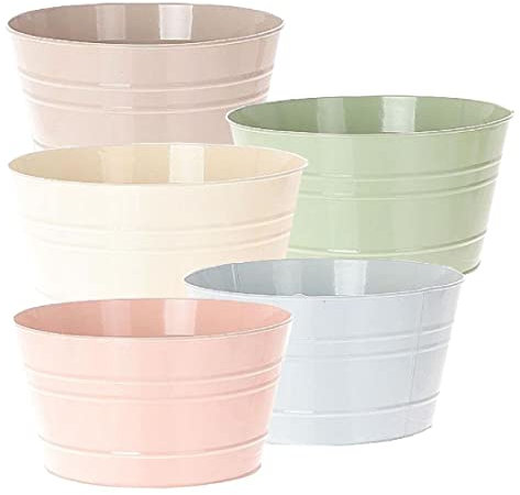 Zinkschale 5er-Set I Ø22cm H12cm IMetallwanne IPastell rosa grün blau weiß Taupe