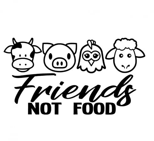 MACMRD Auto Aufkleber 15 cm * 8 cm Kreativität Aufkleber Vegan Friends Not Food Kuh Huhn Schweinefleisch Autoaufkleber Laptop Autozubehör Dekoration PVC