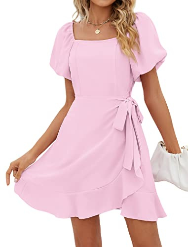 Sampeel Dance Dresses for Teens Summer Bridesmaid Preppy Dresses for Middle School XS Pink