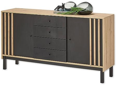 DEINE TANTE EMMA 44-291-V2 VOLANO Artisan Eiche Nb. / Schwarz Kommode Beistellkommode Sideboard ca. 155 x 84 x 39 cm