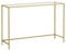 VASAGLE Mesa de Consola, Mesa de Entrada, Extremo del Sofá, Tablero de Vidrio Templado, Marco de Metal, Patas Ajustables, para Salón, Entrada, Pasillo, Dorado y Transparente LGT036A01