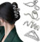 ZSPERKLA Lot de 4 grandes pinces à cheveux en métal pour cheveux épais, antidérapantes, argentées, accessoires pour cheveux pour femmes et filles