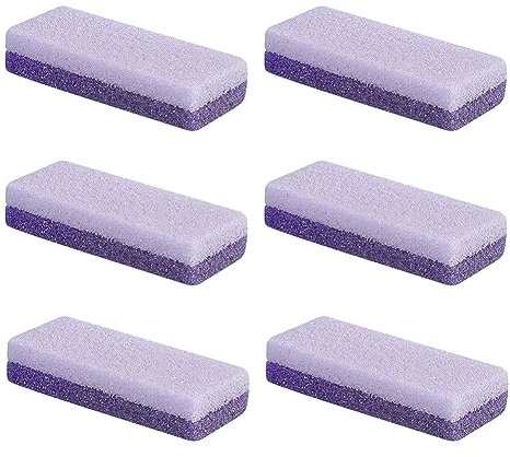 HugeDE 6 Pcs Double Sided Foot Files Feet Callus Remover Scrubber Pedicure Exfoliator Blocks Cracked Heels Scrapers for Dead Hard Skin Purple White