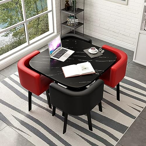 QJIBVZY Konferenztisch Rund,Tisch- Und Stuhlkombination,runder Esstisch Mit 4 Stühlen Set,küchentisch Und Stühle Für 4 Personen,für Esszimmer Und Küche 80cm Stil.10