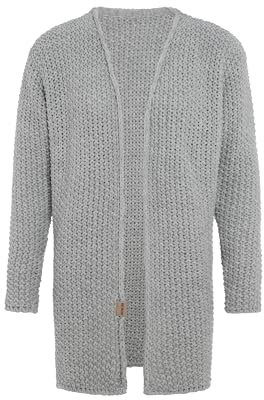 KNIT FACTORY - Carry Strickjacke - Mittellange Damen Strickjacke - Cardigan mit Wolle - Hochwertige Qualität - Grau - 36/38