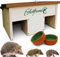 ERDENFREUND® Igelfutterhaus + 2er Set Wasser- & Futternapf Igelhaus kaufen artgerecht mit festem Dach-Sicherheitsverschluss und 2 Labyrinth Eingängen (Igelfutterhaus inkl. 2er Set Wasser-& Futternapf)
