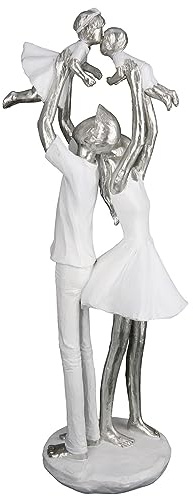 Casablanca Skulptur Familienzeit, Deko Figur Weiß, Kunstharz Statue Wohnzimmer, Büro Dekoration H. 37 cm x B. 15 cm - Moderne Familien Skulpturen, Zusammenhalt Familie