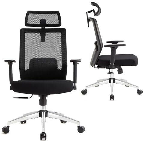 Intimate WM Heart Bürostuhl Ergonomisch Schreibtischstuhl, Drehstuhl mit Verstellbarer Lendenwirbelstütze, Armlehnen und Kopfstütze, Computerstuhl, Netzstuhl, Bis 150 KG Belastbar