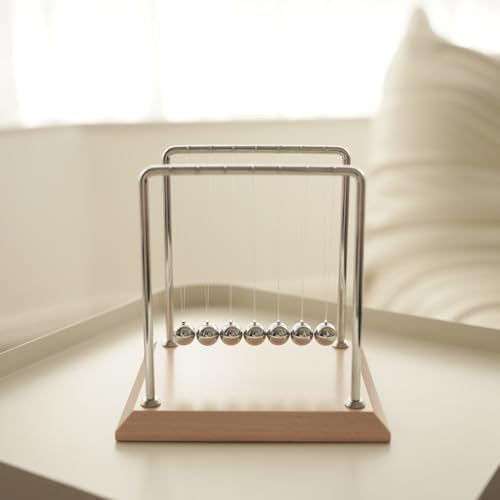 Newtons Cradle with 7balls Newtons Cradle Pendulum Wooden Base Balance Ball 50+ Sec Swingtime