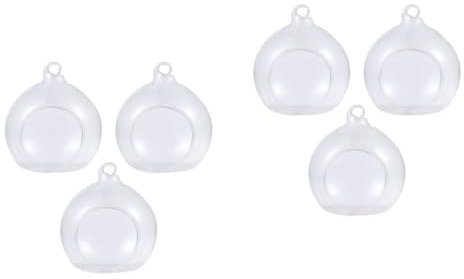 Amosfun 6pcs Christmas Fillable Hanging Balls Hole Design Transparent Ornaments for Tree Crafts and Home Decor Reusable and Portable Xmas Decorations