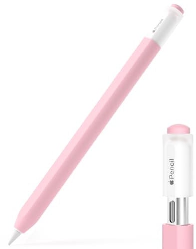 JOOSKO Pencil Case for Apple Pencil (USB-C), Silicone Protective Cover Sleeve, Supports Magnetic Attachment (Pink)