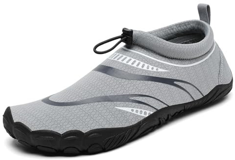 Mishansha Badeschuhe Herren Damen Wasserschuhe Atmungsaktive Schnell Trocknend Schwimmschuhe rutschfeste Leicht Barfußschuhe fur Männer Frauen, Münze Grau, 39 EU