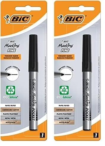 BIC Marking Fine ECOlutions - Pennarello permanente a punta conica fine, nero, confezione da 2
