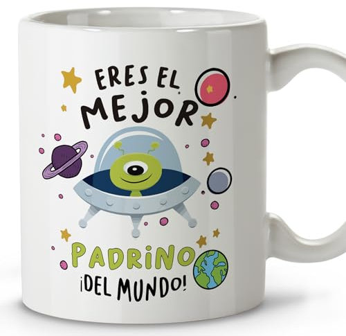 LolaPix Regalos padrinos bautizo. Tazas originales para regalar. Regalo padrino. Regalos para padrinos. Taza cerámica 330 ml. FBA 2024