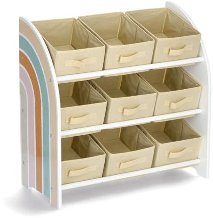 Zeller 13537 Kinder-Regal Rainbow m. 9 Boxen, MDF/Vlies, ca. 65 x 30 x 64 cm