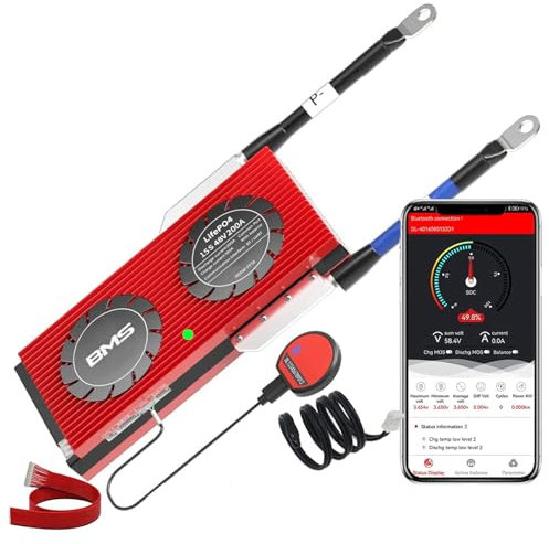 ZTZBFGM Neu 15S 48V 200A Smart BMS Programmierbar Batterieschutzplatine mit Balancer und BT APP/Aktivierungstaste für Lithium Akku LFP Pack Zelle Ladegerät Auto Bootsmotor,200a uart+485+bt+can