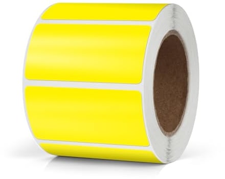 Meitaat Gelb Rechteckig Aufkleber 50 x 25MM Farbkodierung Selbstklebend Etiketten Umzug Rolle Ablösbar 500 Stück