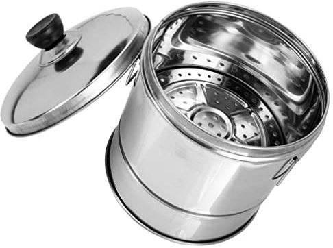 ANSNOW Stainless Steel Rice Steamer Stainless Steel Steam Pan Rice Cooking Pot Steamer Pot Rice Cooker Rice Bucket Sushi Barrel Steamer Rice Tub Stainless Steel Pot Sticky Rice