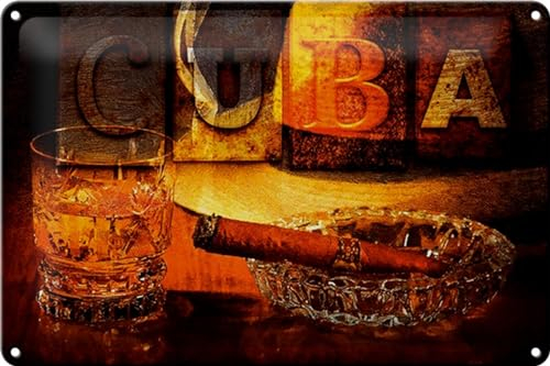Metall Deko Blechschild Schild Blech 30x20cm - Made in Germany - Spruch Cuba Zigarre Rum Havanna