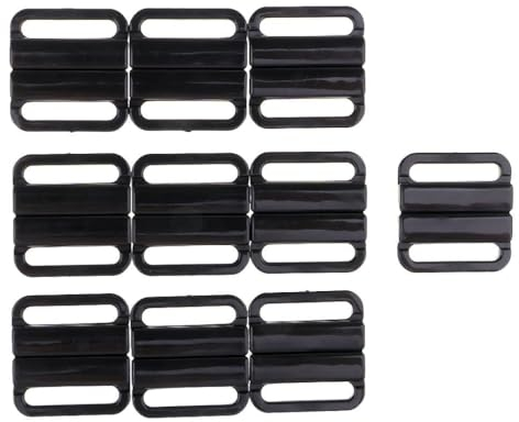 Set di 10 clip in plastica per reggiseno bikini, ganci per costumi da bagno, accessori per bikini, chiusura a nastro, gancio e chiusura per cucire, Nero, 30 mm, Taglia unica