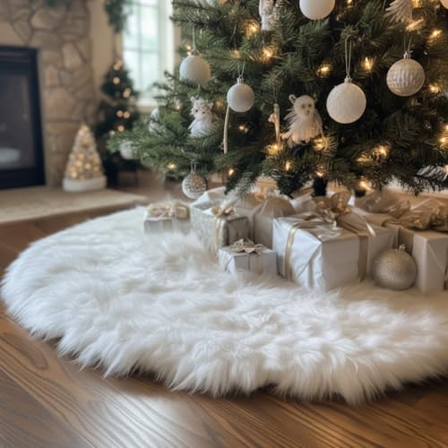 AISENO 61 cm Weihnachtsbaum Plüsch Rock Dekoration für Frohe Weihnachten Party Kunstfell Weihnachtsbaum Rock Dekorationen