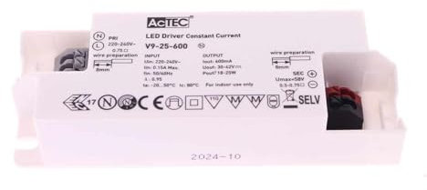 LED-Treiber DC Konstantstrom 600 mA 30 V-42 VDC zur Stromversorgung von LED max. 25 W