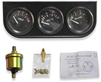Set mit 3 Universal-Uhren, 52 mm, Voltmeter, Öldruck, Öltemperatur, mit Halterung