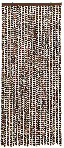 ZEYUAN Insektenschutz-Vorhang Braun und Weiß 56x185 cm Chenille, Fliegenvorhang, Fliegenschutz Tür, Balkontür Fliegengitter, Fiegengittertür