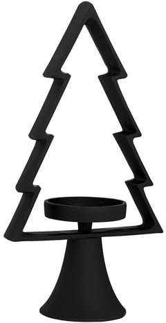 EGLO LIVING Deko Baum Mukayle, Tannenbaum mit Kerzenhalter, Weihnachtsdeko Fensterbank, Wohnzimmerdeko Weihnachten für Stumpenkerzen, Metall in Schwarz, H 34 cm