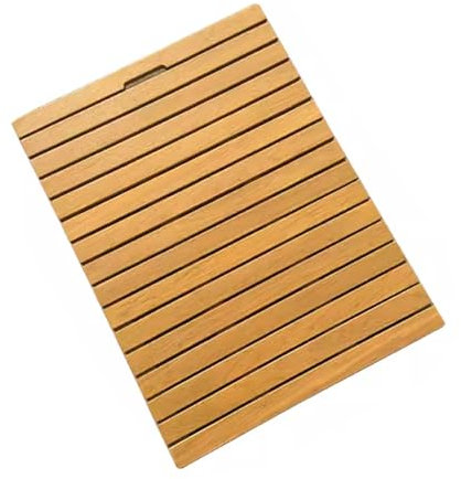 QWEASDF Holzmatte outdoorholzmatte Bad,holzmatte badezimmerholzmatte Balkon, für Badewanne, Dusche, Sauna, Indoor & Outdoor, Zypresse aus massivem Holz， rutschfeste Duschmatte(B,W85xL100cm/W33xL39in)