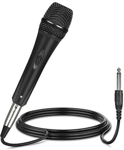 Nefficar Wired Handheld Microphone Suited for Speakers/Karaoke Singing Machine/Amp/Mixer, with 10ft Cable, ON/Off Switch, Black