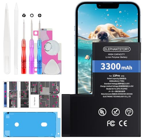 Batteria per Phone 13 Pro 3300 mAh 0 cicli Batteria interna per modello A2638 A2483 A2636 A2639 A2640 con strumento di riparazione completo e manuale di installazione
