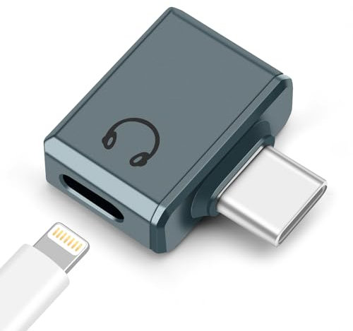 Seminer Adaptador de Audio USB C a Lightning, Conversor de USB C Macho a Lightning Auricular Auricular Hembra para iPhone Serie 16/15, iPad y Más (Gris)