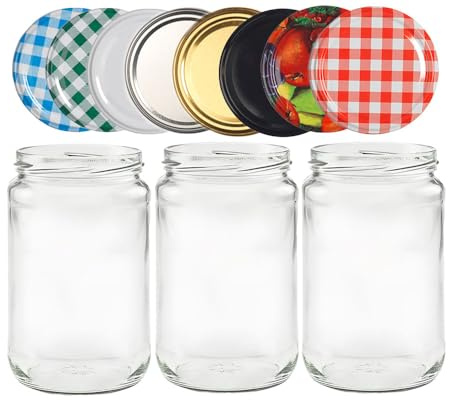 Vitrea 6-teiliges Set Rundgläser-Einmachgläser 720ml, Rund To82 Gold Einmach- und Fermentierglas, zur Aufbewahrung, zum Befüllen, Marmeladengläser Schraubdeckel (720ml Rund Gold x 6 Stück)