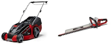 Einhell Tondeuse à Gazon sans Fil GE-CM 43 Li M KIT Power X-Change (36V, Largeur de Coupe 43 cm, Surface conseillée 500 m²) avec 2 Batteries 4,0 Ah et Chargeur + Taille-Haies sans Fil GE-CH 18/60 Li