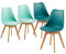 IPOTIUS Sillas de Comedor Escandinavas Modernas con Certificación SGS - Patas de Haya Natural, Respaldo Ergonómico para Cocina/Estudio - 2 Turquesa+2 Menta Verde