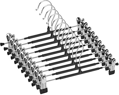 Mutsitaz Lot de 10 Cintres Porte-Pantalons Métal avec Deux Antidérapante Clips,pour Jupes et Chaussettes, Hauts à Bretelles