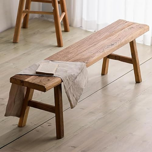 Smal bänk i lantlig stil, träbänk, pall for hall, skohylla, matbänkar for inomhusbruk, vardagsrum, sovrum, kök(140x26x45cm)