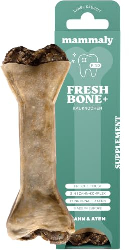 mammaly 5er BESTPREIS-Paket: Fresh Bone+® Zahnpflege-Kauknochen (12cm) | mit 5 Hundeknochen bei Zahnstein, Mundgeruch, Plaque - Dental-Kausnack - DLG zertifiziert - mit Tierärzten entwickelt