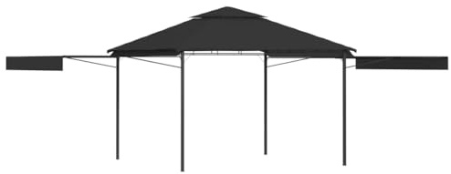 Qnhdfrt Tonnelle de jardin, 3 x 3 m, avec 2 toits extensibles, cadre en acier et tissu 100 % polyester, durable et stable, pour jardin, fête, camping