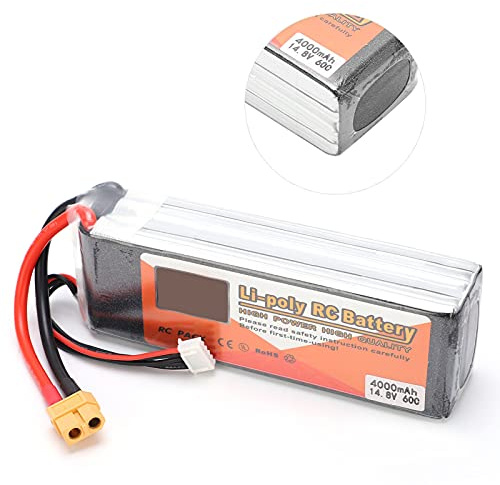 UPALDHOU 4000mAh 4S 60C Lipo Battery, Rechargeable Battery for RC Car Boat Helicopter Drones, Stability and Durability, High Capacity with XT60 Plug, Fits for Models with 14.8V Voltage