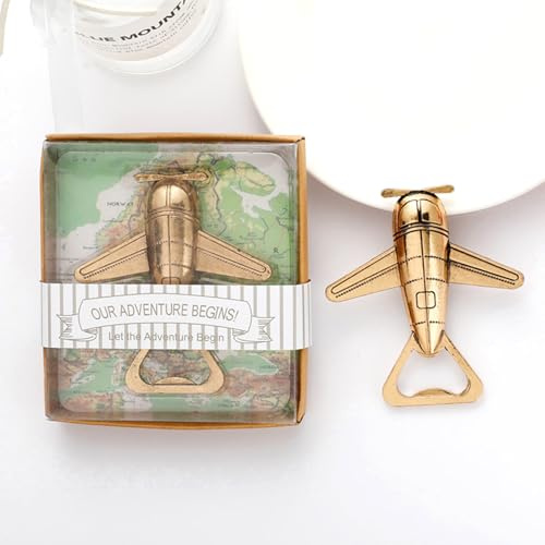 BSITSSS 2 Stück Flugzeug Flaschenöffner, Golden Airplanes Bieröffner, Flugzeuge Bierflaschenöffner Geburtstagsgeschenk für Veteranen Piloten Reisebegeisterte Oder Luftfahrt-Liebhaber