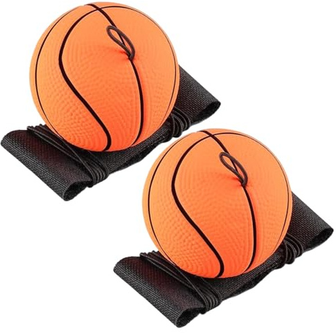Odoukey Rebound-Ball mit Handgelenkschlaufe, 2 Stück, 60 mm, Gummi-Basketball-Handgelenkbälle an Einer Schnur, Rückprallball, Rebound-Armbandbälle für Kinder und Erwachsene, an Einer Schnur
