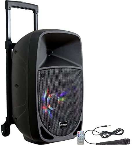 Party Light & Sound 15-6100PLS Altoparlante Portatile a Batteria da 300 W con USB, Scheda SD, Bluetooth e Radio, boomer 20 cm / potenza 300 w, Microfono incluso