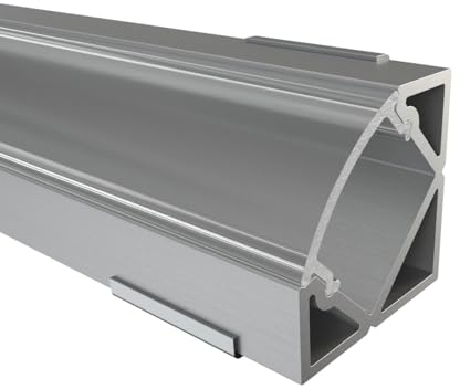 Alumino | LED Aluminiumprofil Eloxiert | 200 cm | inkl Zubehör | Eckprofil | Semi Abdeckung | für 12 mm LED-Streifen | 2m | Mosel