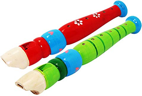 Sealive - 2 kleine Holzflöten für Kinder, bunte kleine Flöte für Kinder, Musikinstrument für Rhythmuslernen, Musikinstrument für Autismus, Kinder im Alter