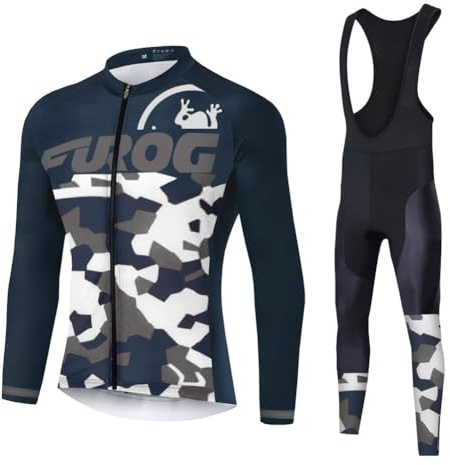 UGLY FROG Winter Jersey Thermisches Fahrradtrikot Vlies Thermo Langarm Shirt+Bib Lange Hosen Anzüge Herren Breathable Radfahren Fahrrad Lange Hülsen Fahrrad Hemd Männer Langarm Fahrradbekleidung
