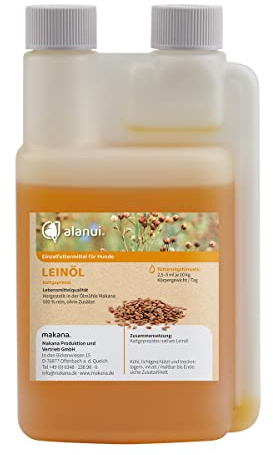 alanui Leinöl für Hunde, kaltgepresst, 250 ml Dosierflasche
